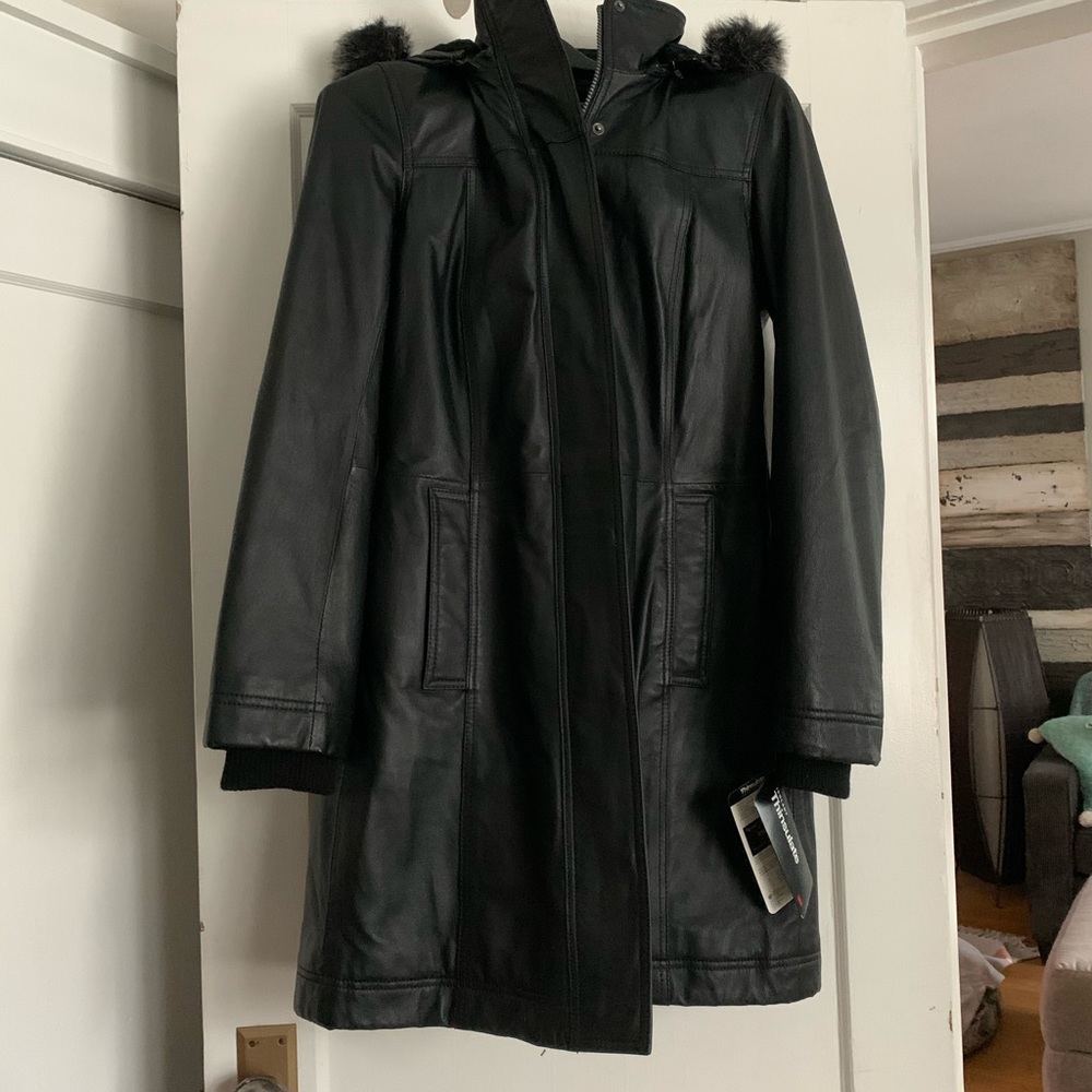 Black leather coat